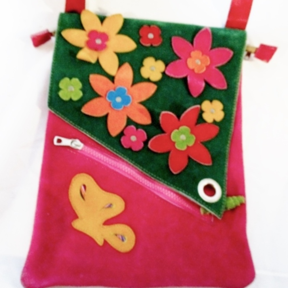 Suede Leather Flower Butterfly Patchwork Hippy Bo… - image 2